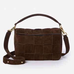 J.McLaughlin Deni Handbag Chocolate Brown Woven Suede Crossbody